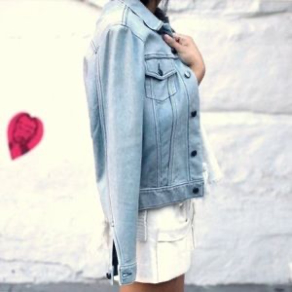 Derek Lam 10 Crosby Blue Leather Jacket